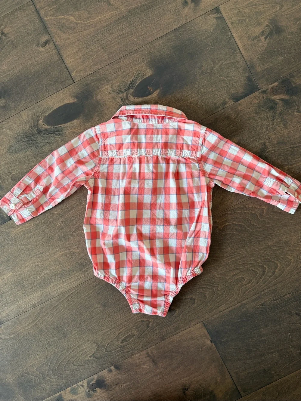 GAP Red and White Gingham Button-Front Baby Bodysuit